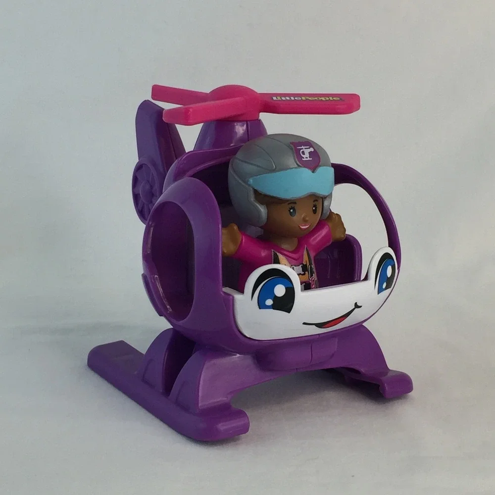 Fisher-Price Little People Barbie Helicopter Toy Purple Pink Pilot Figure‎ 2022